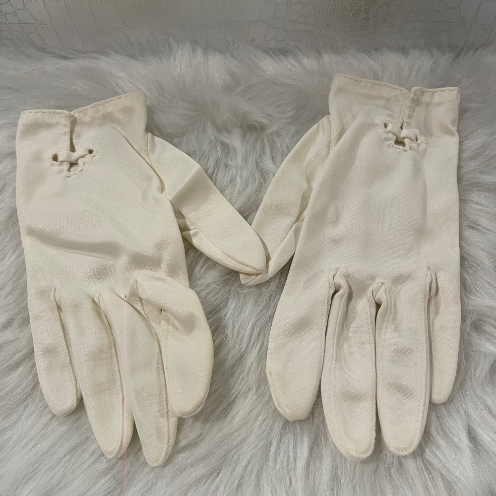 Vintage Satin Dress White Woman's Gloves